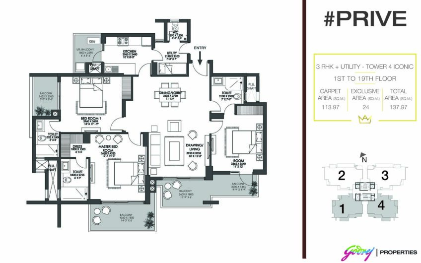 Godrej Prive main floor plan 3