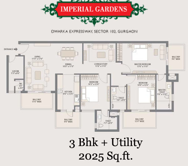 Emaar imperial garden Floor Plan 3BHK