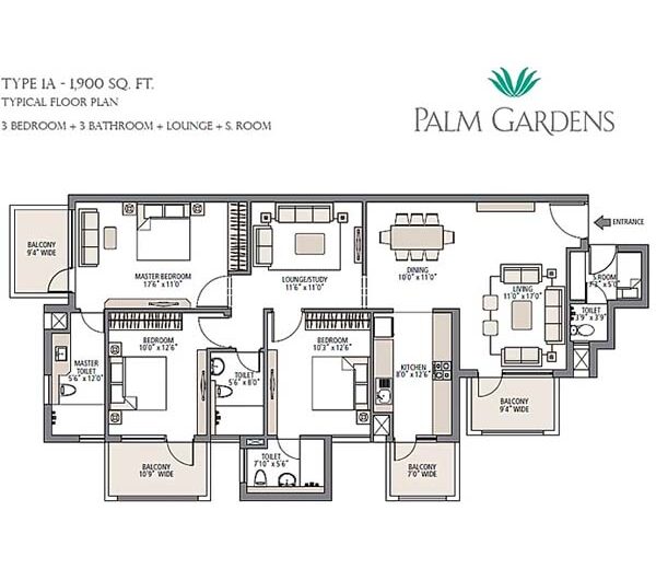 Emaar Palm Garden Floor Plan Type 1A