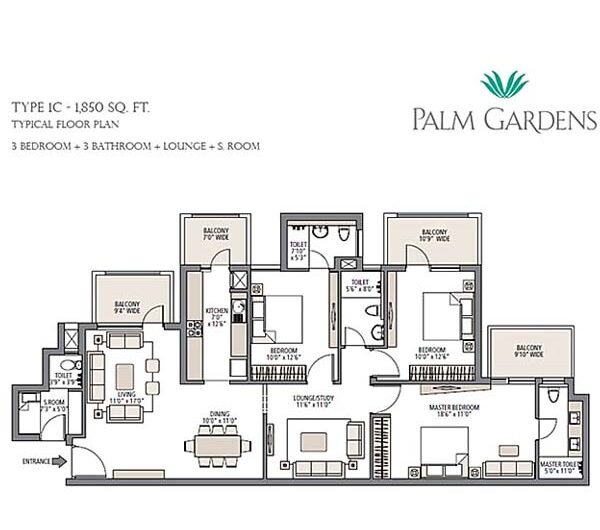 Emaar Palm Garden Floor Plan Type 1C
