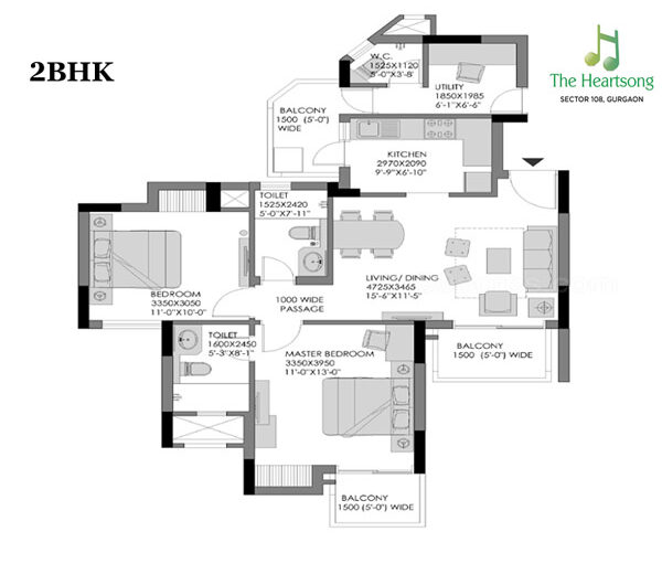 Experion The Heart Song Floor Plan 2bhk