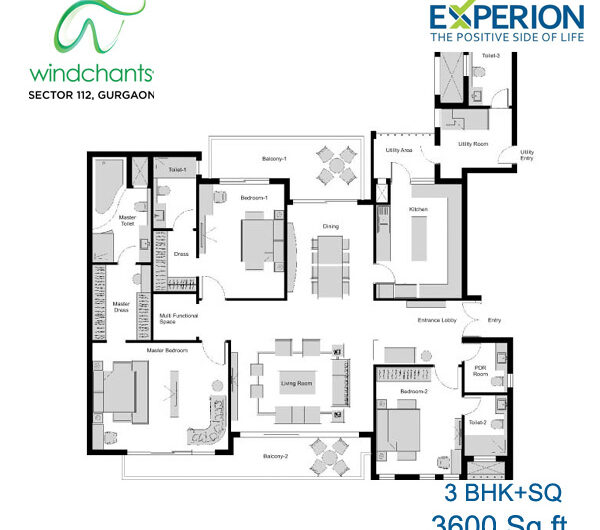 Experion Windchants Floor Plan 3BHK