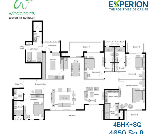 Experion Windchants Floor Plan 4BHK