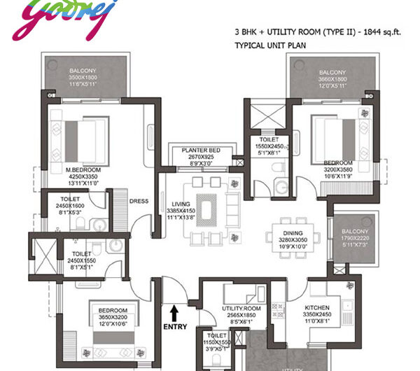 Godrej Summit Floor Plan 3BHK