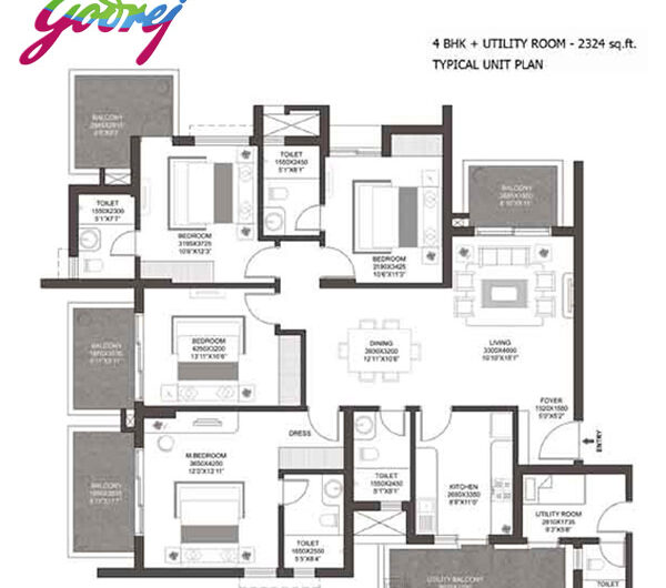 Godrej Summit Floor Plan 3BHK