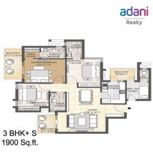 Adani Oyster 3bh Floor plan